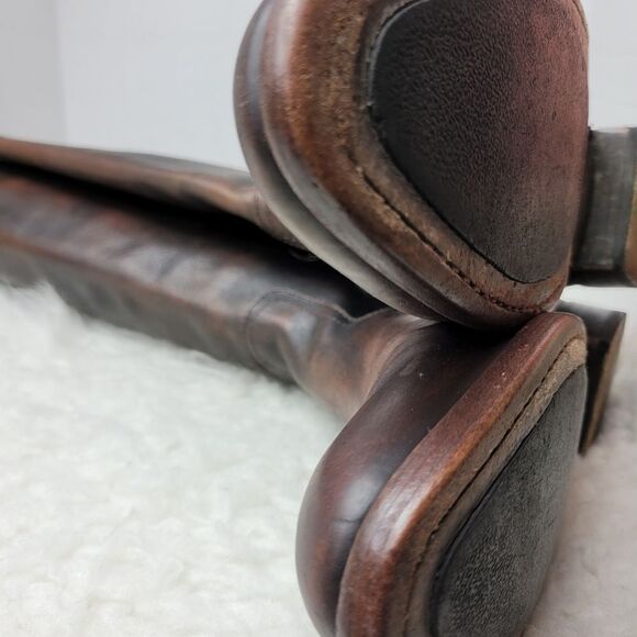 Frye Lindsay Womens Boots Size 8.5 Logo Embroidered Brown Riding Back Side Zip - Picture 8 of 11